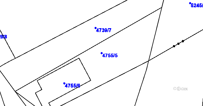 Parcela st. 4755/5 v KÚ Louny, Katastrální mapa