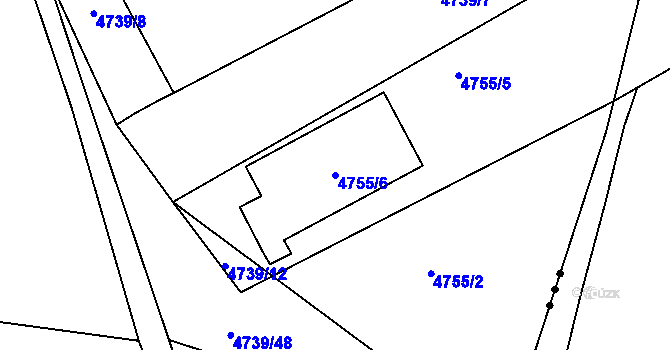 Parcela st. 4755/6 v KÚ Louny, Katastrální mapa