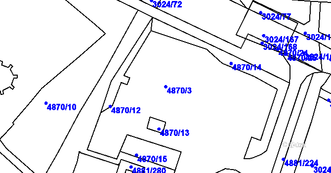 Parcela st. 4870/3 v KÚ Louny, Katastrální mapa