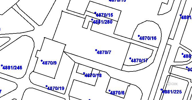 Parcela st. 4870/7 v KÚ Louny, Katastrální mapa