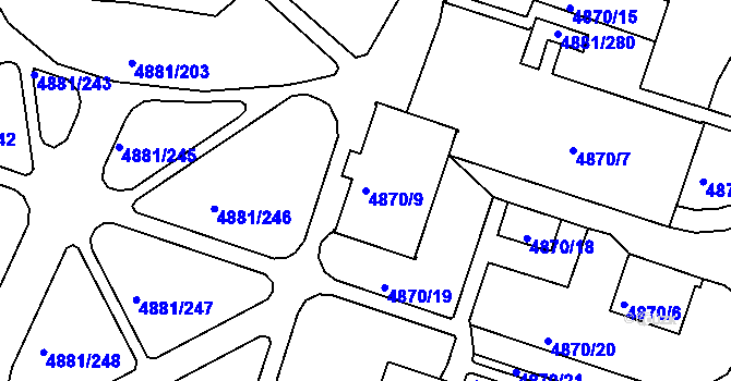 Parcela st. 4870/9 v KÚ Louny, Katastrální mapa
