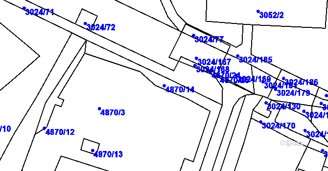 Parcela st. 4870/14 v KÚ Louny, Katastrální mapa