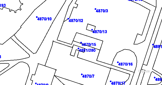 Parcela st. 4870/15 v KÚ Louny, Katastrální mapa