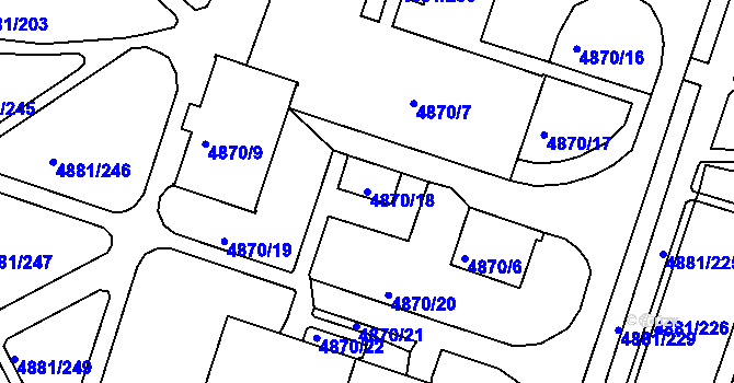 Parcela st. 4870/18 v KÚ Louny, Katastrální mapa