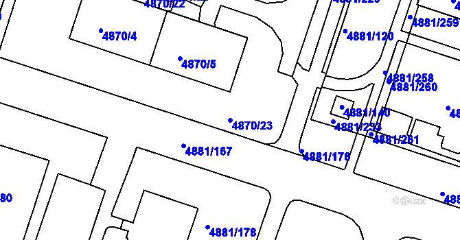 Parcela st. 4870/23 v KÚ Louny, Katastrální mapa