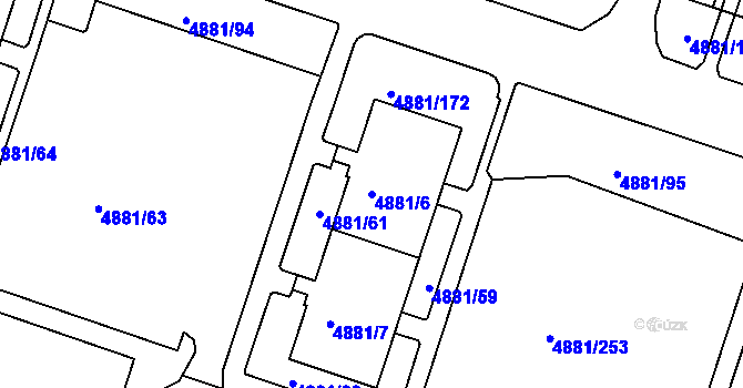 Parcela st. 4881/6 v KÚ Louny, Katastrální mapa