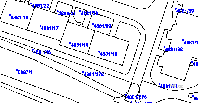 Parcela st. 4881/15 v KÚ Louny, Katastrální mapa