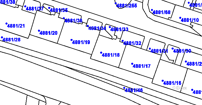 Parcela st. 4881/18 v KÚ Louny, Katastrální mapa