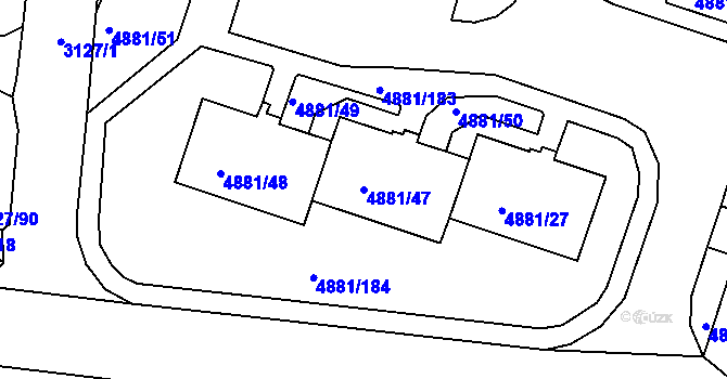 Parcela st. 4881/47 v KÚ Louny, Katastrální mapa