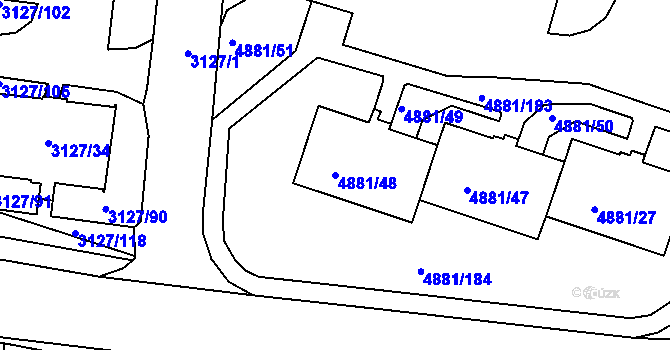 Parcela st. 4881/48 v KÚ Louny, Katastrální mapa