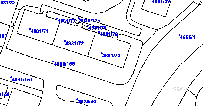 Parcela st. 4881/73 v KÚ Louny, Katastrální mapa