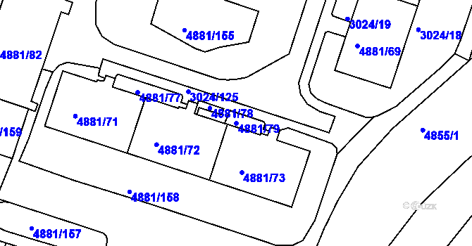 Parcela st. 4881/79 v KÚ Louny, Katastrální mapa