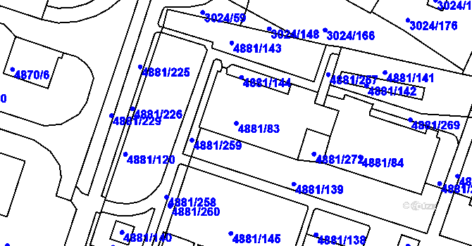 Parcela st. 4881/83 v KÚ Louny, Katastrální mapa