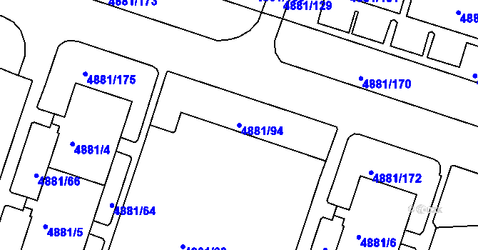 Parcela st. 4881/94 v KÚ Louny, Katastrální mapa