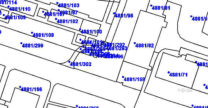 Parcela st. 4881/96 v KÚ Louny, Katastrální mapa