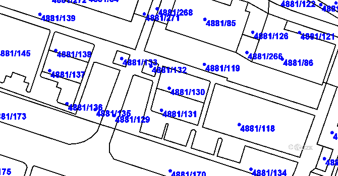 Parcela st. 4881/130 v KÚ Louny, Katastrální mapa