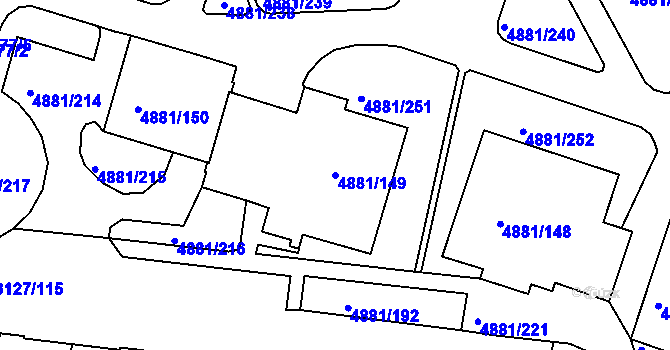 Parcela st. 4881/149 v KÚ Louny, Katastrální mapa