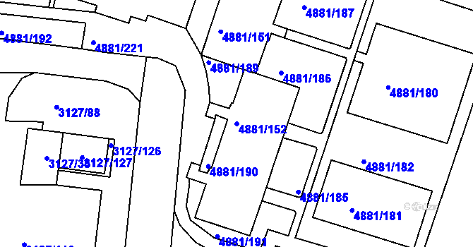 Parcela st. 4881/152 v KÚ Louny, Katastrální mapa