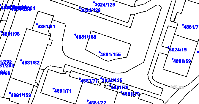 Parcela st. 4881/155 v KÚ Louny, Katastrální mapa