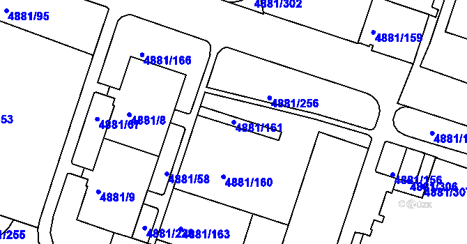 Parcela st. 4881/161 v KÚ Louny, Katastrální mapa