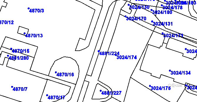 Parcela st. 4881/224 v KÚ Louny, Katastrální mapa