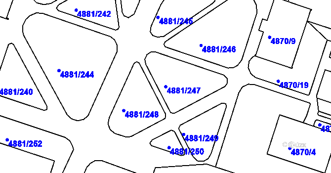 Parcela st. 4881/247 v KÚ Louny, Katastrální mapa