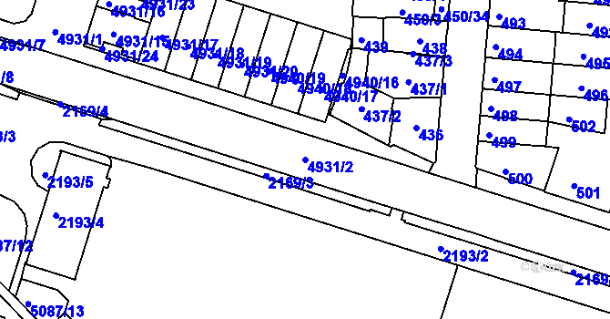 Parcela st. 4931/2 v KÚ Louny, Katastrální mapa