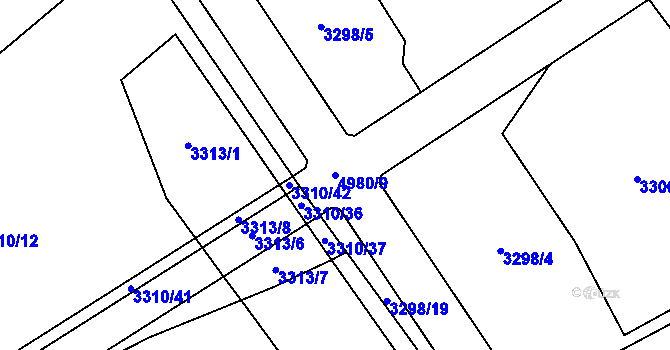 Parcela st. 4980/9 v KÚ Louny, Katastrální mapa