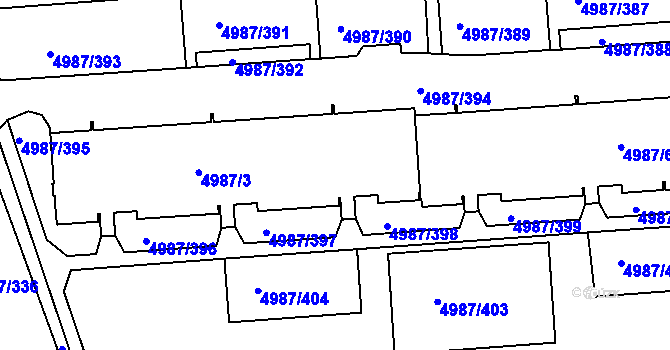 Parcela st. 4987/3 v KÚ Louny, Katastrální mapa