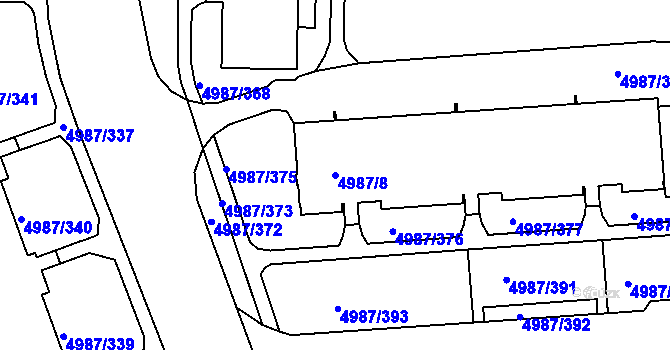 Parcela st. 4987/8 v KÚ Louny, Katastrální mapa