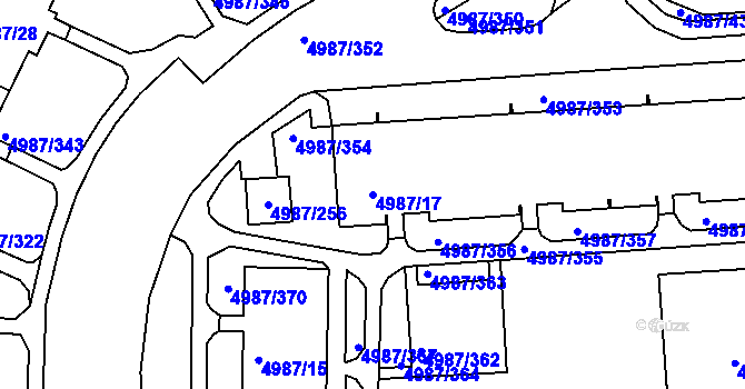 Parcela st. 4987/17 v KÚ Louny, Katastrální mapa