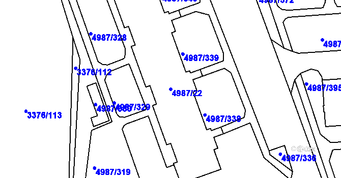 Parcela st. 4987/22 v KÚ Louny, Katastrální mapa