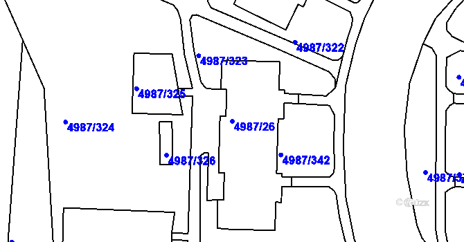 Parcela st. 4987/26 v KÚ Louny, Katastrální mapa
