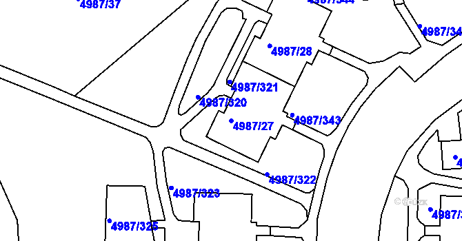 Parcela st. 4987/27 v KÚ Louny, Katastrální mapa