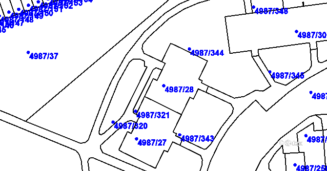 Parcela st. 4987/28 v KÚ Louny, Katastrální mapa