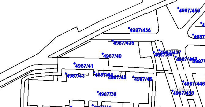Parcela st. 4987/40 v KÚ Louny, Katastrální mapa