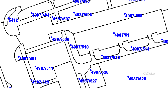 Parcela st. 4987/51 v KÚ Louny, Katastrální mapa