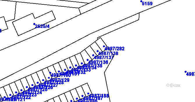 Parcela st. 4987/138 v KÚ Louny, Katastrální mapa