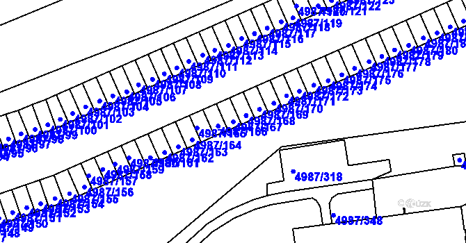 Parcela st. 4987/167 v KÚ Louny, Katastrální mapa