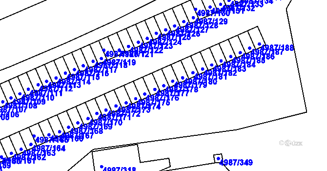 Parcela st. 4987/178 v KÚ Louny, Katastrální mapa