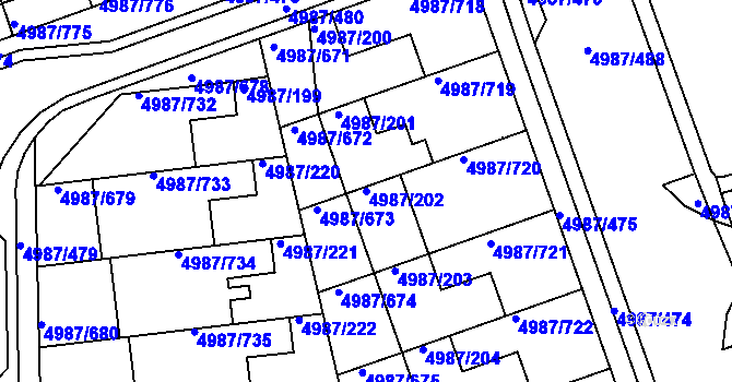 Parcela st. 4987/202 v KÚ Louny, Katastrální mapa