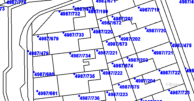 Parcela st. 4987/221 v KÚ Louny, Katastrální mapa