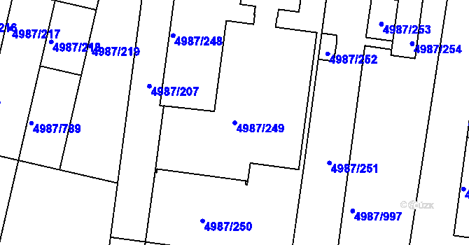Parcela st. 4987/249 v KÚ Louny, Katastrální mapa