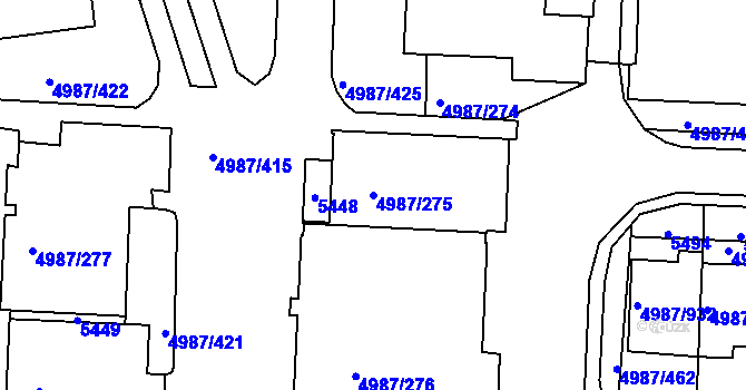 Parcela st. 4987/275 v KÚ Louny, Katastrální mapa