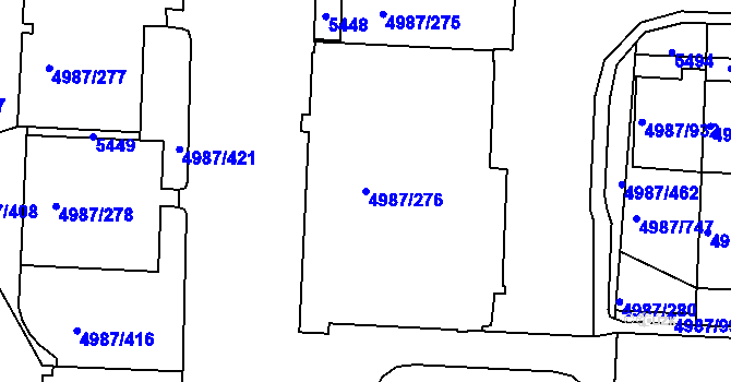 Parcela st. 4987/276 v KÚ Louny, Katastrální mapa