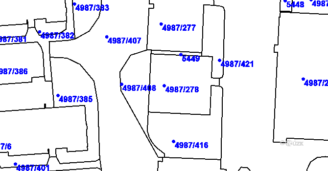 Parcela st. 4987/278 v KÚ Louny, Katastrální mapa
