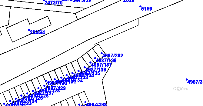 Parcela st. 4987/282 v KÚ Louny, Katastrální mapa