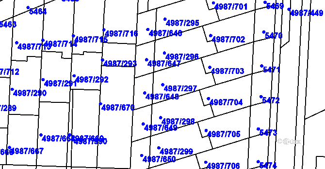 Parcela st. 4987/297 v KÚ Louny, Katastrální mapa