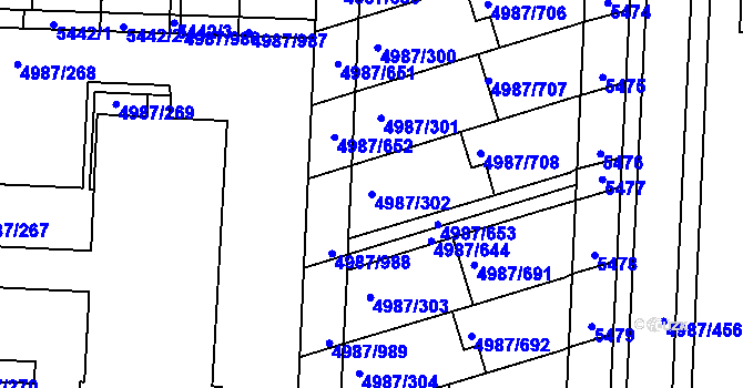 Parcela st. 4987/302 v KÚ Louny, Katastrální mapa