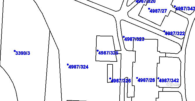 Parcela st. 4987/325 v KÚ Louny, Katastrální mapa